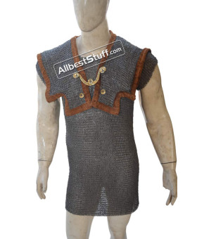 Large Roman Hamata Maille 6 MM Flat Solid Ring Chest 45